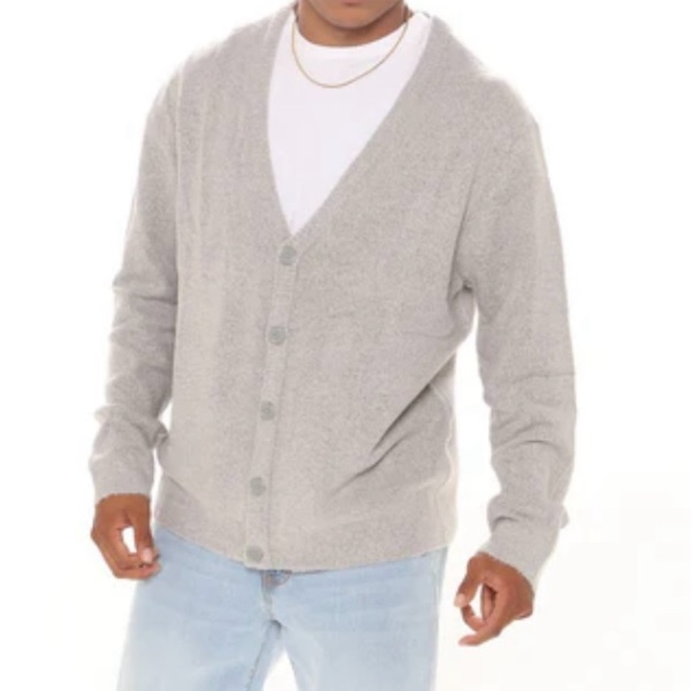 Fashion Nova Men's Light Gray Cardigan